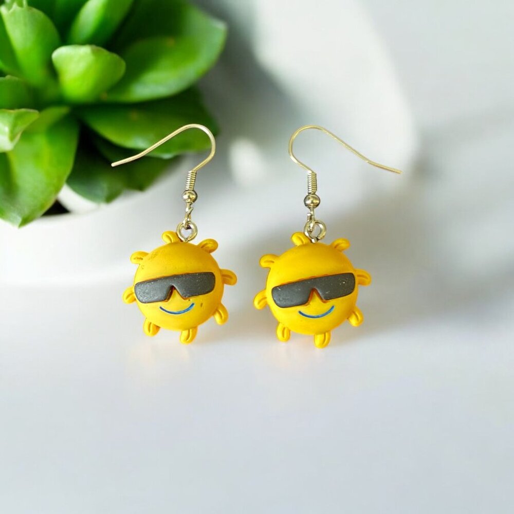 Sunshine with sunglasses dangle hook back fashion jewelry earrings accessories